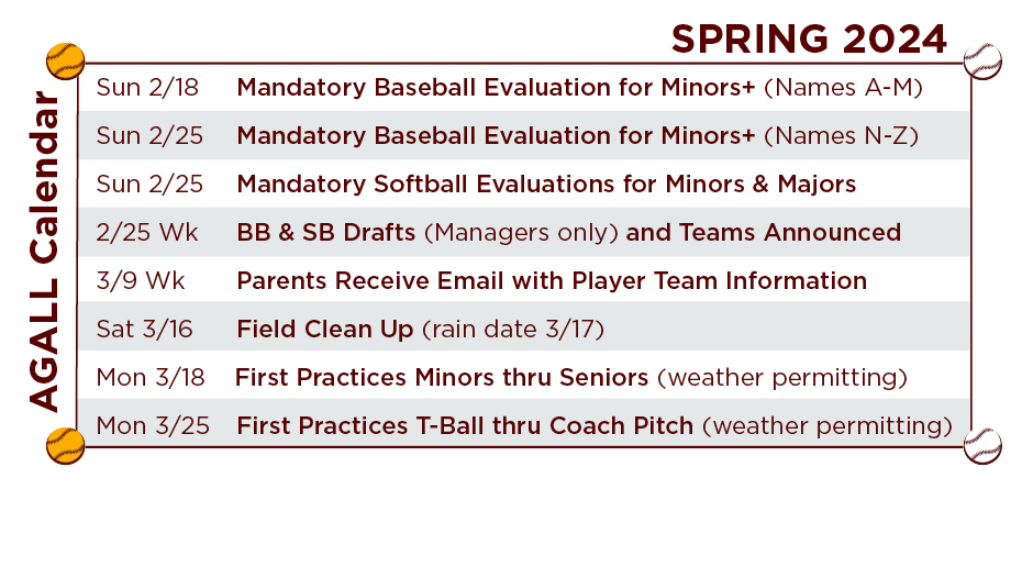 AGALL Spring 2024 Dates