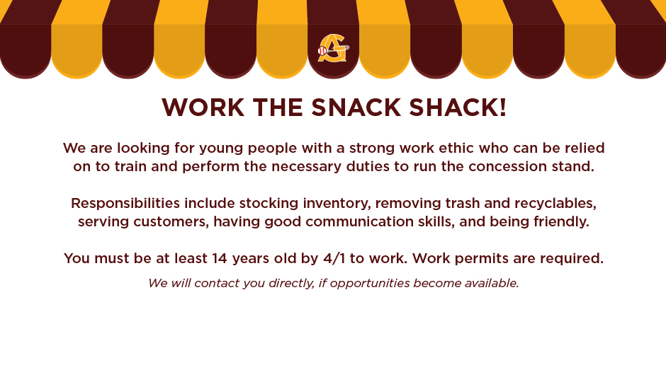 Sign Up to Work in the AGALL Snack Shack!