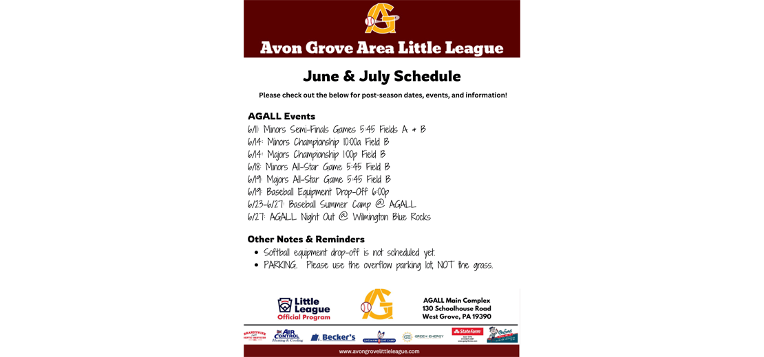 June & July Schedule of Events