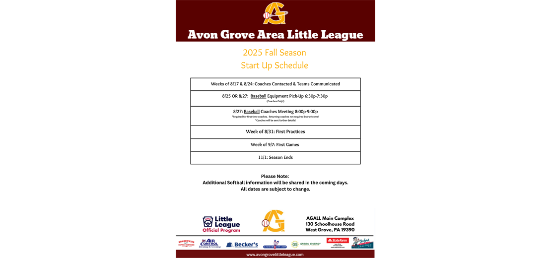 Fall 2025 Dates to Know!