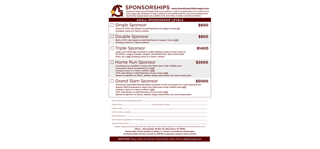 2026 Sponsorship Opportunities