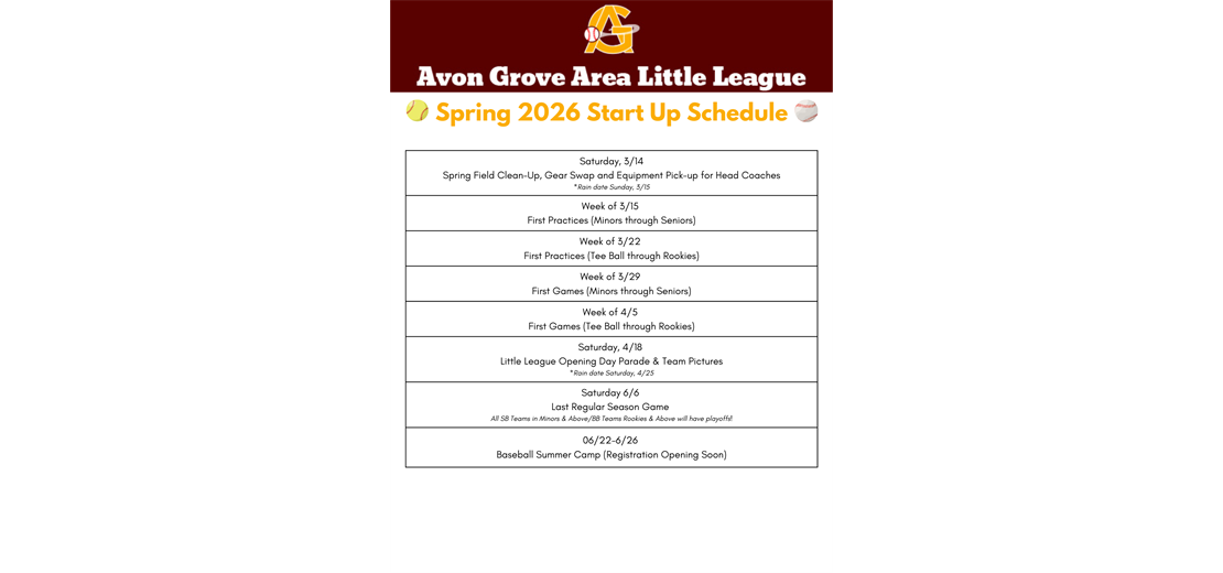 Spring 2026 Dates to Know!