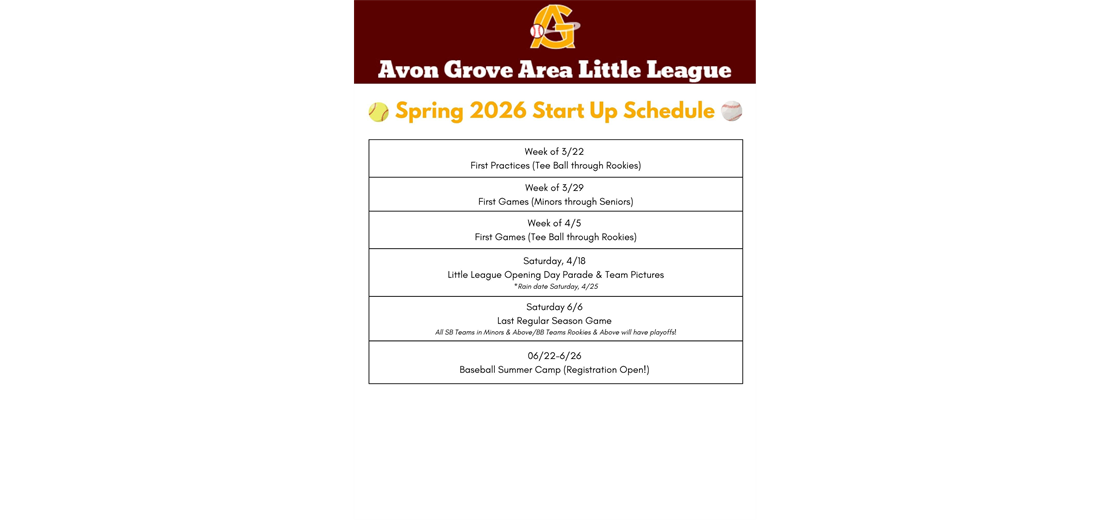 Spring 2026 Dates to Know!